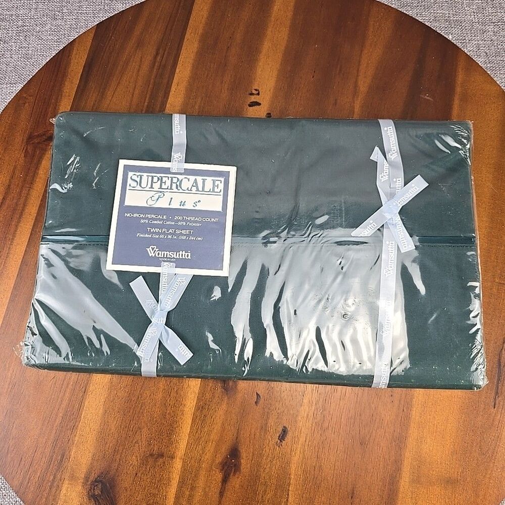 New Sealed‎ Vintage Hunter Green WAMSUTTA Twin Flat Sheet Supercale Plus USA